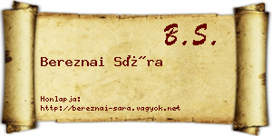 Bereznai Sára névjegykártya