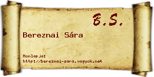 Bereznai Sára névjegykártya